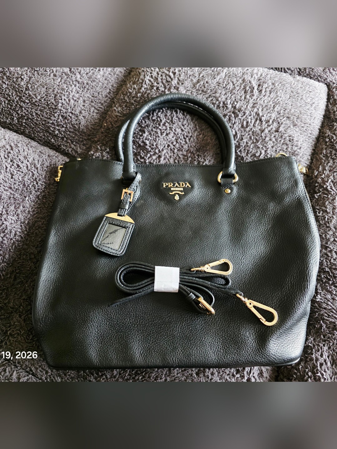 Black Leather Top-Handle Tote With Gold Hardware